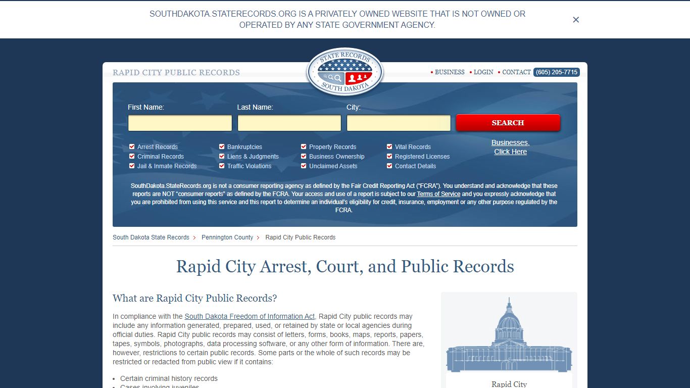 Rapid City Arrest and Public Records | South Dakota.StateRecords.org